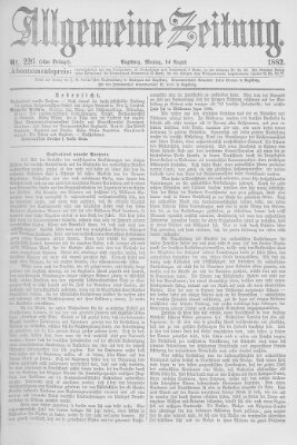 Allgemeine Zeitung Montag 14. August 1882