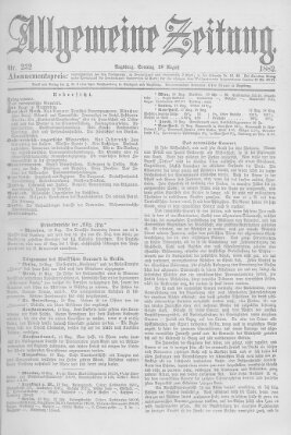 Allgemeine Zeitung Sonntag 20. August 1882