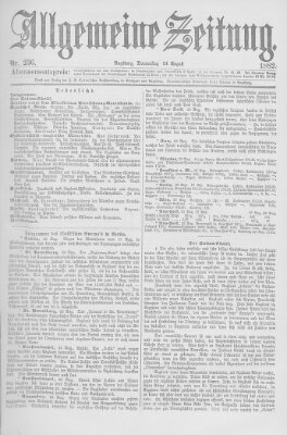 Allgemeine Zeitung Donnerstag 24. August 1882