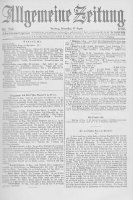 Allgemeine Zeitung Donnerstag 31. August 1882