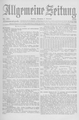 Allgemeine Zeitung Samstag 2. September 1882