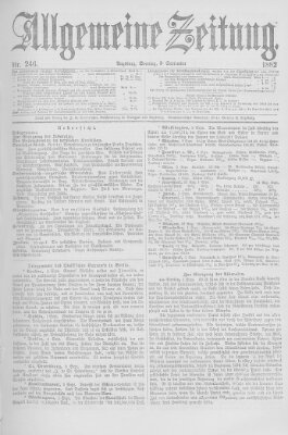 Allgemeine Zeitung Sonntag 3. September 1882