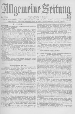 Allgemeine Zeitung Dienstag 12. September 1882