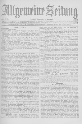 Allgemeine Zeitung Donnerstag 14. September 1882