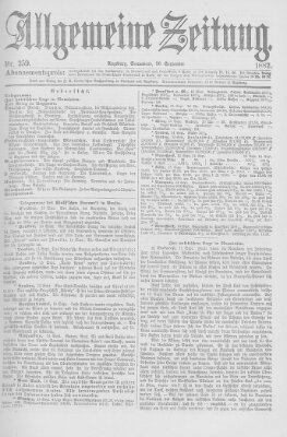 Allgemeine Zeitung Samstag 16. September 1882