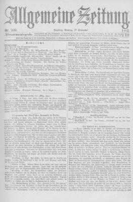 Allgemeine Zeitung Sonntag 17. September 1882