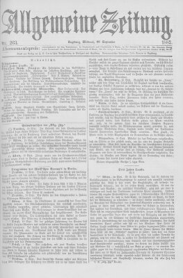 Allgemeine Zeitung Mittwoch 20. September 1882