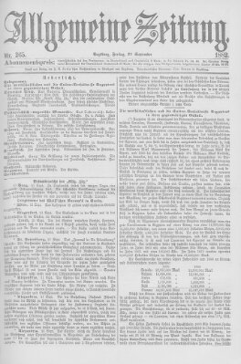 Allgemeine Zeitung Freitag 22. September 1882