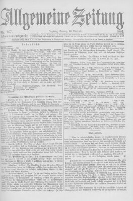 Allgemeine Zeitung Sonntag 24. September 1882