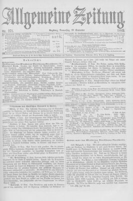 Allgemeine Zeitung Donnerstag 28. September 1882