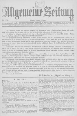 Allgemeine Zeitung Sonntag 1. Oktober 1882