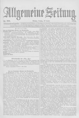 Allgemeine Zeitung Dienstag 17. Oktober 1882