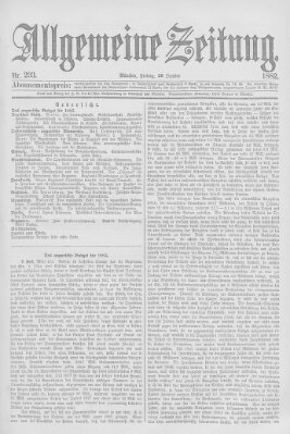 Allgemeine Zeitung Freitag 20. Oktober 1882