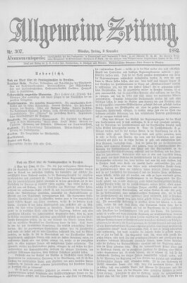 Allgemeine Zeitung Freitag 3. November 1882