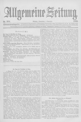 Allgemeine Zeitung Samstag 4. November 1882