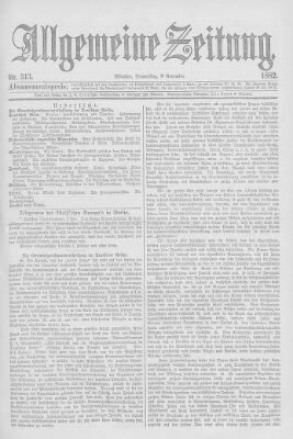 Allgemeine Zeitung Donnerstag 9. November 1882