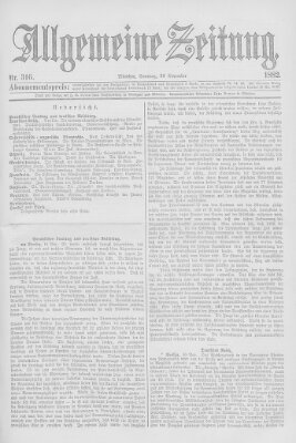 Allgemeine Zeitung Sonntag 12. November 1882