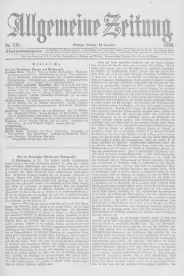 Allgemeine Zeitung Dienstag 14. November 1882