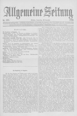 Allgemeine Zeitung Donnerstag 16. November 1882