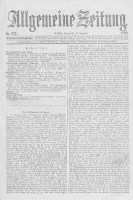 Allgemeine Zeitung Samstag 18. November 1882