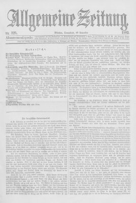 Allgemeine Zeitung Samstag 25. November 1882