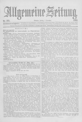 Allgemeine Zeitung Freitag 1. Dezember 1882