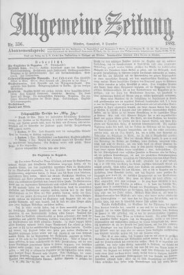 Allgemeine Zeitung Samstag 2. Dezember 1882