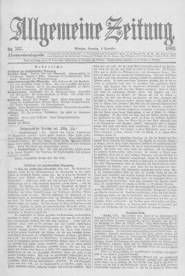 Allgemeine Zeitung Sonntag 3. Dezember 1882