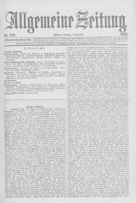 Allgemeine Zeitung Dienstag 5. Dezember 1882