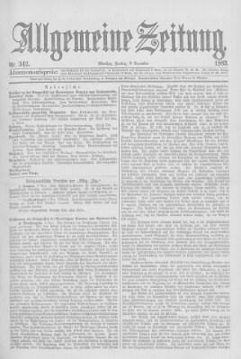 Allgemeine Zeitung Freitag 8. Dezember 1882