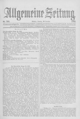 Allgemeine Zeitung Sonntag 10. Dezember 1882