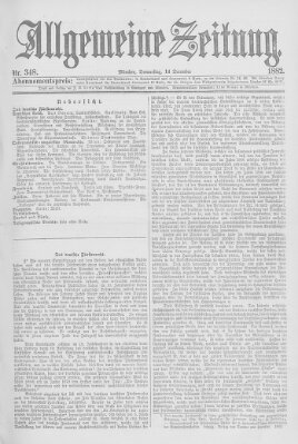 Allgemeine Zeitung Donnerstag 14. Dezember 1882