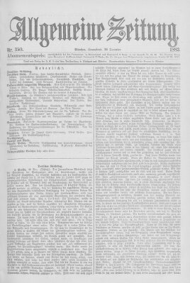 Allgemeine Zeitung Samstag 16. Dezember 1882