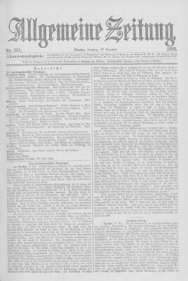 Allgemeine Zeitung Sonntag 17. Dezember 1882