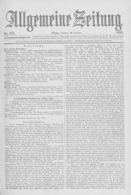 Allgemeine Zeitung Dienstag 19. Dezember 1882