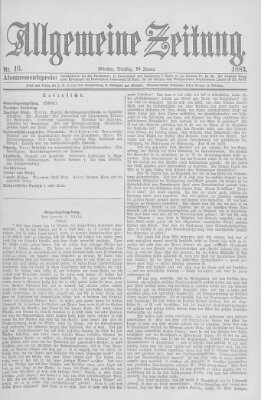 Allgemeine Zeitung Dienstag 16. Januar 1883