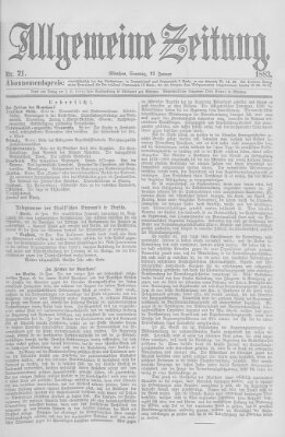 Allgemeine Zeitung Sonntag 21. Januar 1883