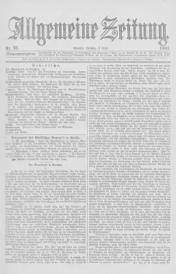 Allgemeine Zeitung Dienstag 3. April 1883