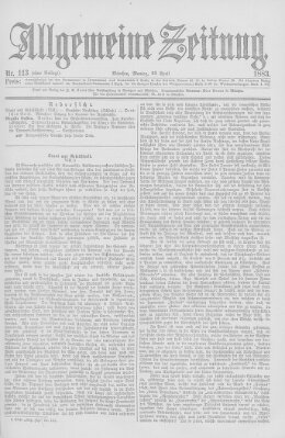 Allgemeine Zeitung Montag 23. April 1883