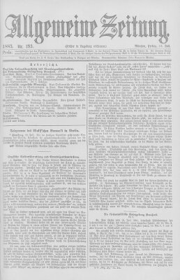 Allgemeine Zeitung Freitag 13. Juli 1883