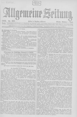 Allgemeine Zeitung Mittwoch 1. August 1883