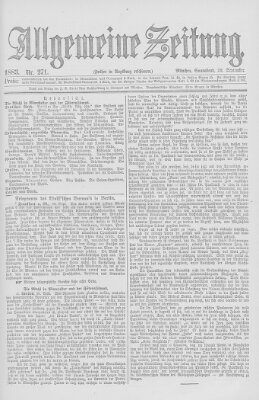 Allgemeine Zeitung Samstag 29. September 1883