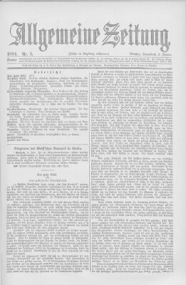 Allgemeine Zeitung Samstag 5. Januar 1884