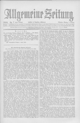 Allgemeine Zeitung Montag 7. Januar 1884