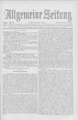 Allgemeine Zeitung Mittwoch 9. Januar 1884