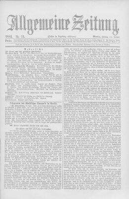 Allgemeine Zeitung Freitag 11. Januar 1884