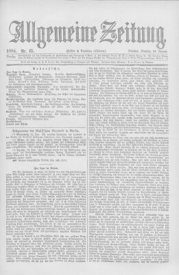 Allgemeine Zeitung Dienstag 15. Januar 1884