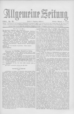 Allgemeine Zeitung Mittwoch 16. Januar 1884