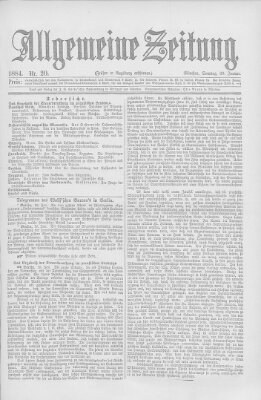 Allgemeine Zeitung Sonntag 20. Januar 1884