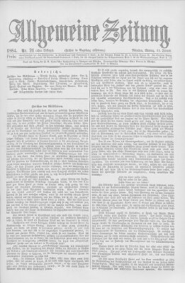 Allgemeine Zeitung Montag 21. Januar 1884